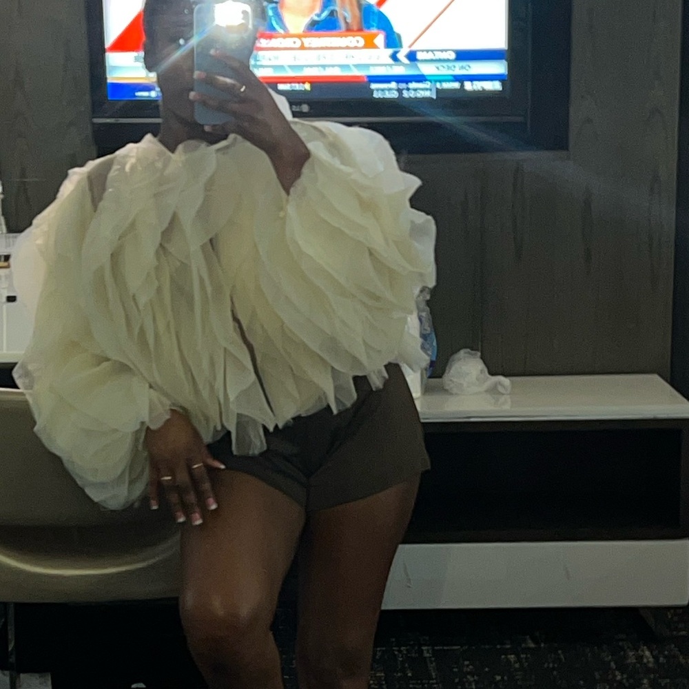 Twotwinstyle Elegant Patchwork Ruffles Chiffon Bl… - image 2